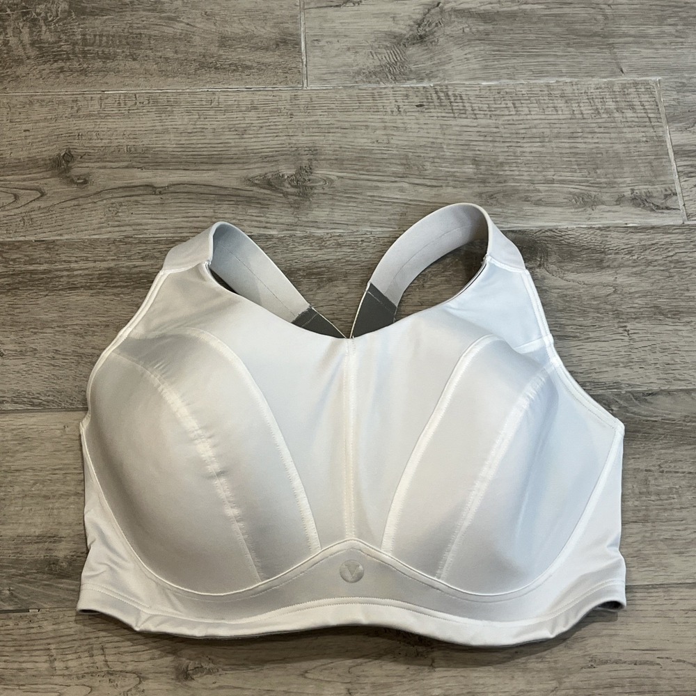 LIVI Active Sports Bra 38H Max Support Underwire Hook & Eye White/Gray Mesh